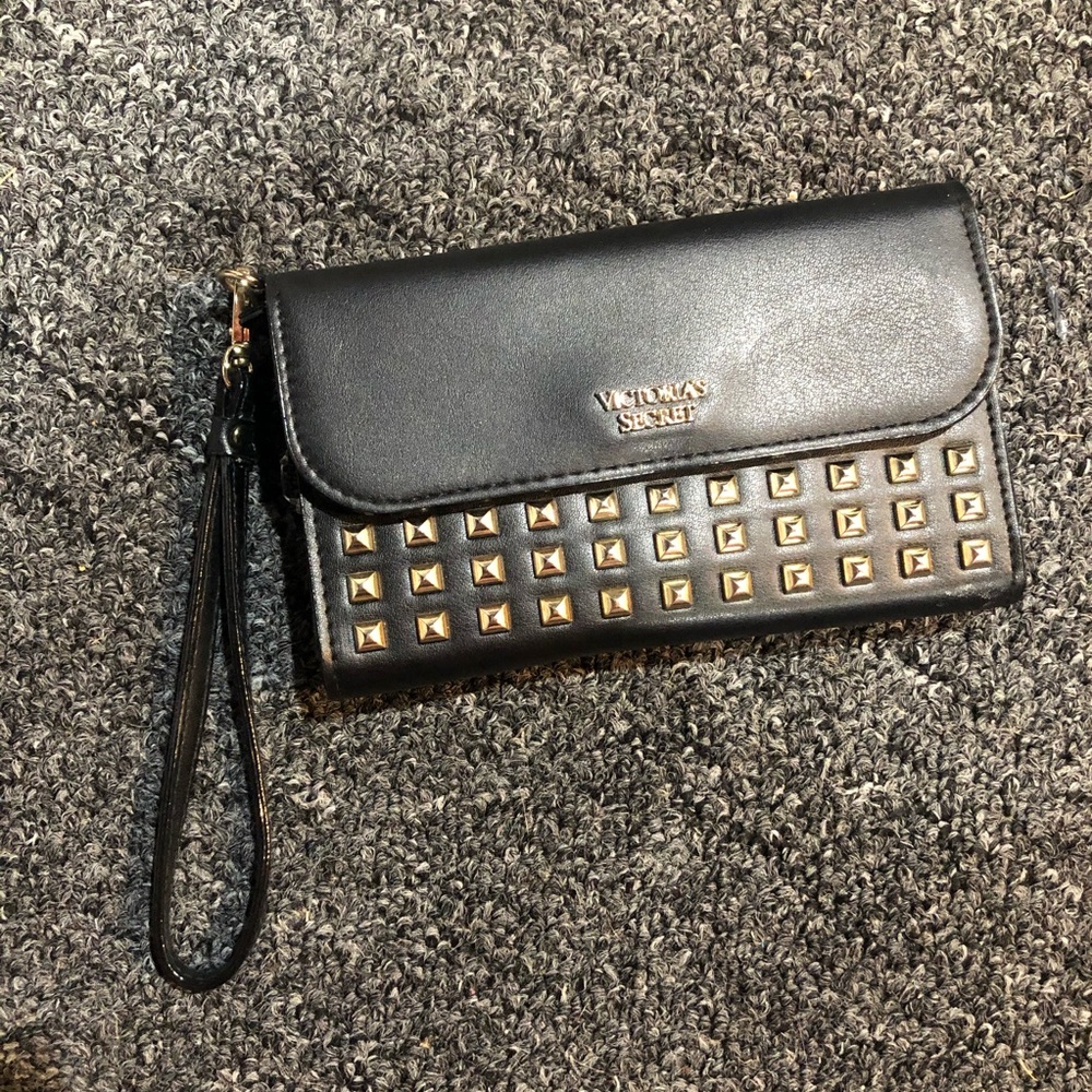 Leather Victoria’s Secret wristlet with gold studs